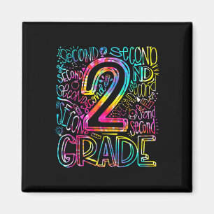 Tie Dye 2nd Grade Typography Team Second Grade Tea Magnet