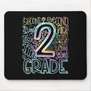 Tie Dye 2nd Grade Typography Team Second Grade Tea Mouse Pad