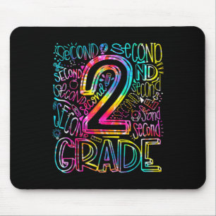 Tie Dye 2nd Grade Typography Team Second Grade Tea Mouse Pad