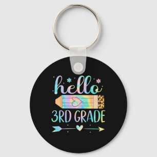 Tie Dye 3rd Grade Back To School Hello Third Grade Key Ring