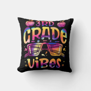 Tie dye 3rd grade vibe Teacher First Day of School Cushion
