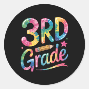 Tie Dye 3rd Grade Vibes Teacher First Day Of Back  Classic Round Sticker