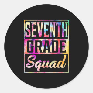 Tie Dye 7th Grade Squad Teacher First Day Of Back Classic Round Sticker