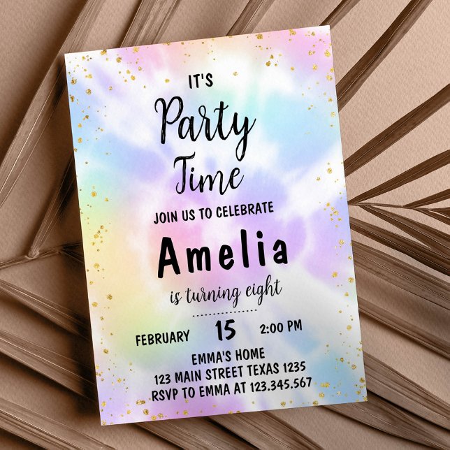 Tie Dye 8th Birthday Invitation (Creator Uploaded)