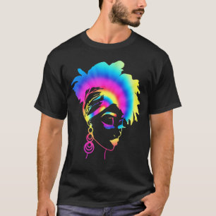 Tie Dye Afro Black Woman Black History Month Afric T-Shirt