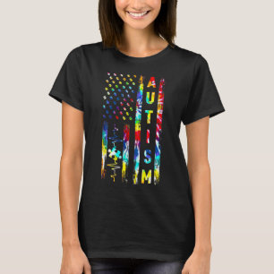 Tie Dye American Flag Autism Awareness T-Shirt