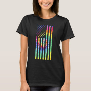 Tie Dye American Flag Usa Pride 4th Of July Patrio T-Shirt