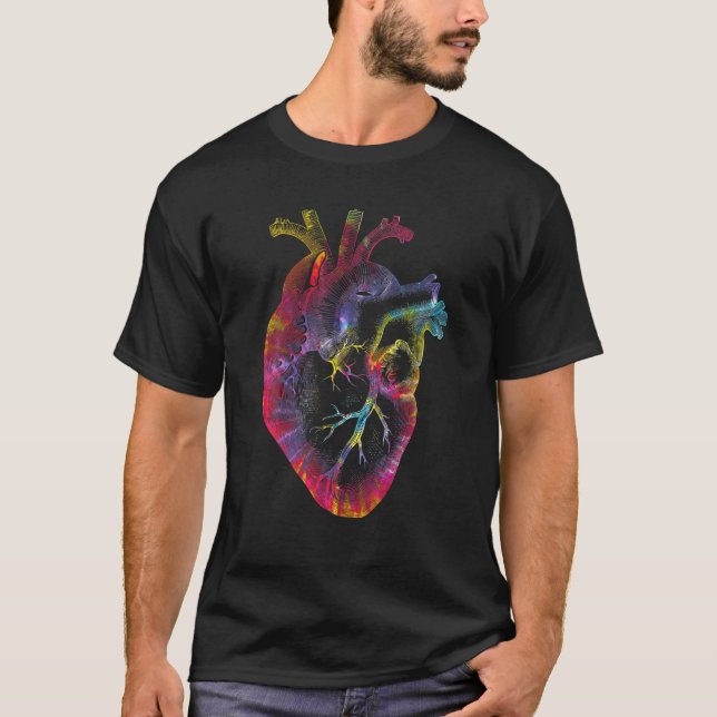 Tie Dye Anatomical Heart Valentines Day Anatomy Lo T-Shirt (Front)