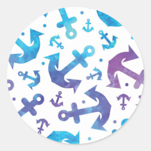 Tie Dye Anchor Pattern 2 Classic Round Sticker