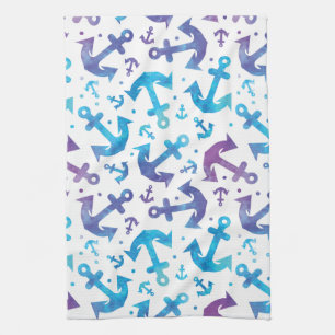 Tie Dye Anchor Pattern 2 Tea Towel
