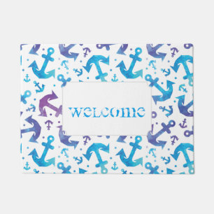 Tie Dye Anchor Pattern Add Your Text Doormat