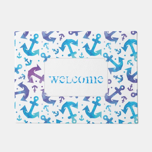 Tie Dye Anchor Pattern | Add Your Text Doormat (Front)