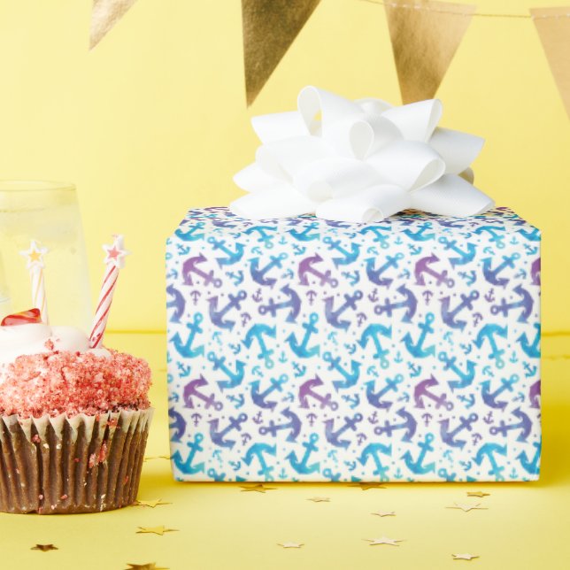 Tie Dye Anchor Pattern Wrapping Paper (Birthday Party)