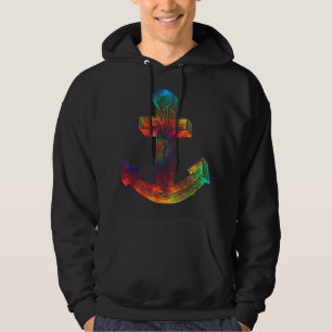 Tie Dye Anchor Tie Dyed Sailor Captain Ocean T  Hoodie