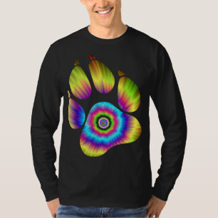Tie Dye Animal Cat Dog Paw Print For Pet Lover T-Shirt
