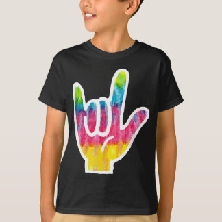 Tie Dye ASL Sign Language Hand Symbol Gift I Love T-Shirt