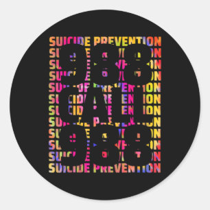 Tie Dye Awareness Suicide Prevention 988 Mental He Classic Round Sticker
