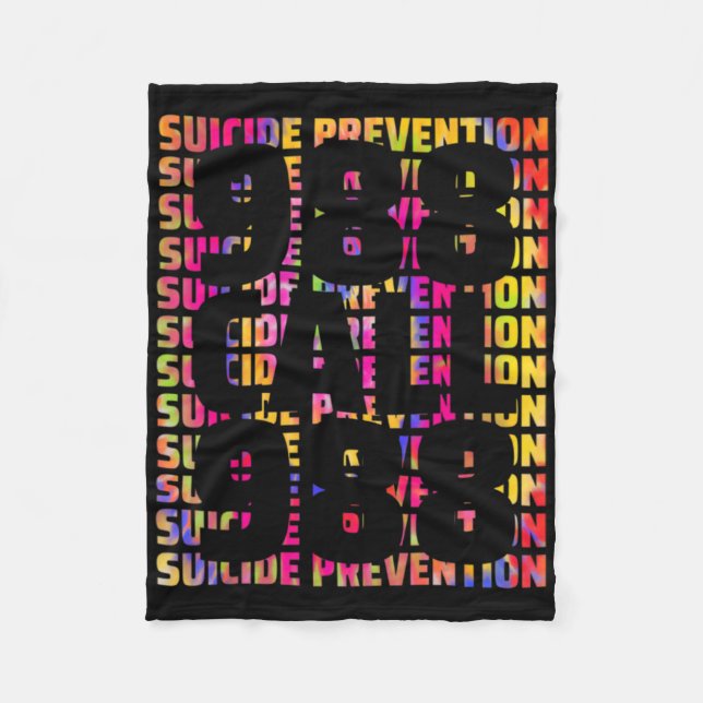 Tie Dye Awareness Suicide Prevention 988 Mental He Fleece Blanket (Front)