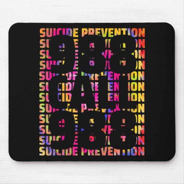 Tie Dye Awareness Suicide Prevention 988 Mental He Mouse Pad (Front)