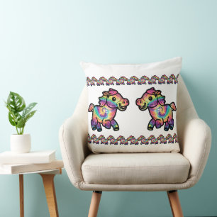 Tie Dye Baby Horse Dog Running Wild Cushion