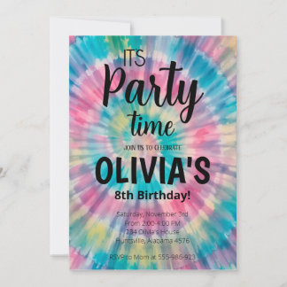 Tie Dye Birthday Invitation Rainbow Tie Dye Birthd