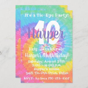 Tie Dye Birthday Invitation Tie Dye Invitation