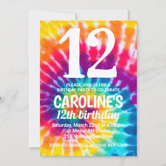 Tie Dye Birthday Invite (Front)