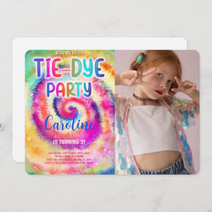 Tie Dye Birthday Photo Invitation
