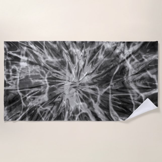 TIE DYE BLACK WHITE BEACH TOWEL (Front)
