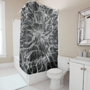 TIE DYE BLACK WHITE SHOWER CURTAIN
