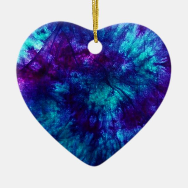 Tie Dye/Blue and Green Ceramic Ornament (Front)