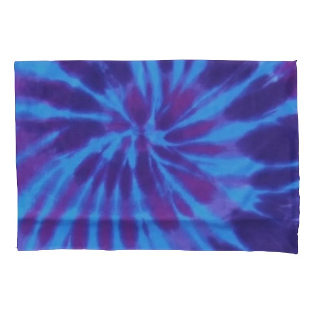 Tie Dye Blue Teal Purple Colourful Pattern Hippie Pillowcase (Front)
