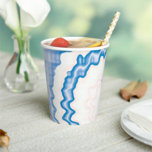 Tie dye Blue white swirl funky retro pattern  Paper Cups