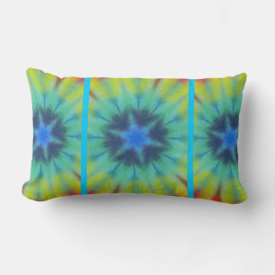 Tie Dye Blue Yellow Red Green Lumbar Cushion
