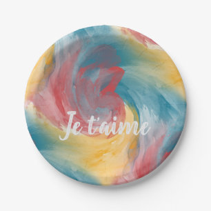 Tie-Dye Bold Colours Painterly Watercolor in Love Paper Plate