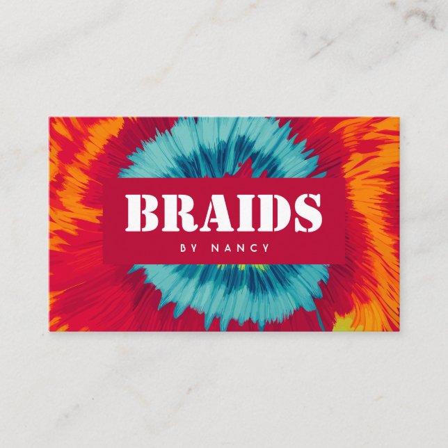 Tie Dye Braids Business Card (Front)