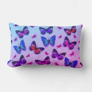 Tie-dye Butterfly Print Lumbar Throw Pillow