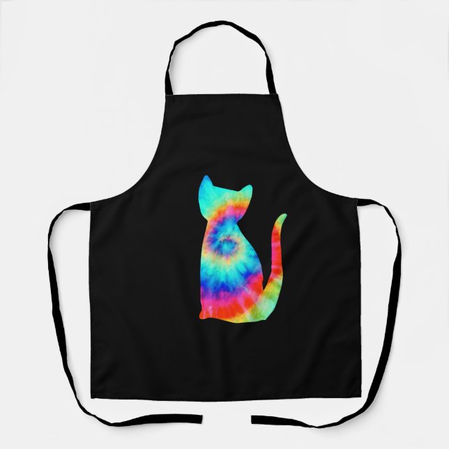 Tie Dye Cat _ Colourful Tye Dye Kitten Apron (Front)