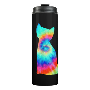 Tie Dye Cat _ Colourful Tye Dye Kitten Thermal Tumbler