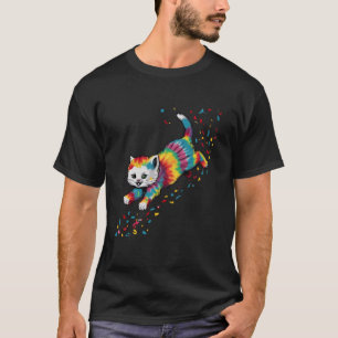 Tie Dye Cat Design Colourful Tye Dye Kitten For Ca T-Shirt