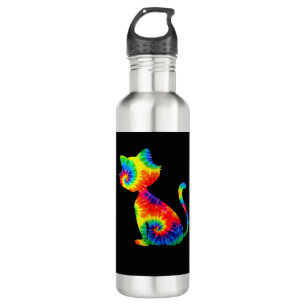 Tie Dye Cat Shirt _ Colourful Tye Dye Kitten_1 710 Ml Water Bottle