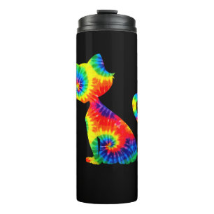 Tie Dye Cat Shirt _ Colourful Tye Dye Kitten_1 Thermal Tumbler