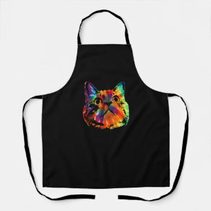 Tie Dye Cat Shirt _ Colourful Tye Dye Kitten Apron
