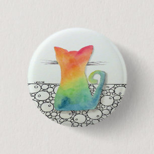 Tie Dye Cat with Bubbles 3 Cm Round Badge