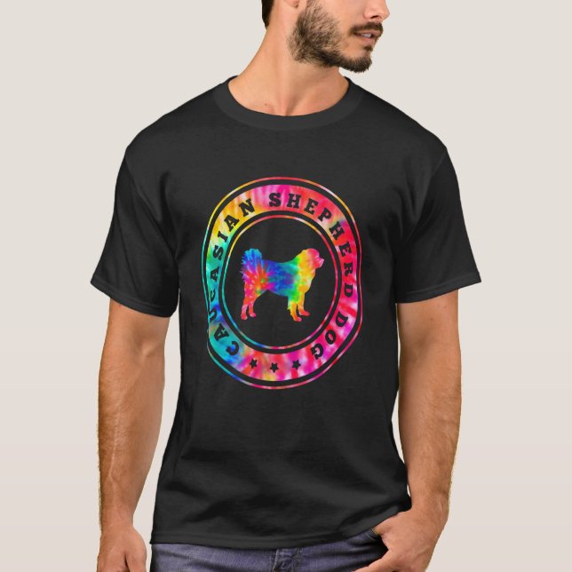 Tie Dye Caucasian Shepherd Dog Dog Mum Dad Pet T-Shirt (Front)