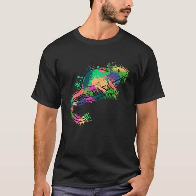 Tie Dye Chameleon Colourful Lizard T-Shirt (Front)
