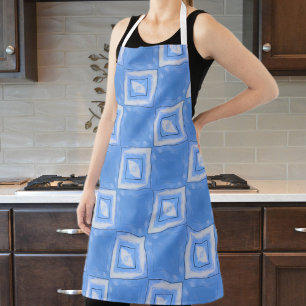 Tie Dye Chequered Blue and White Apron