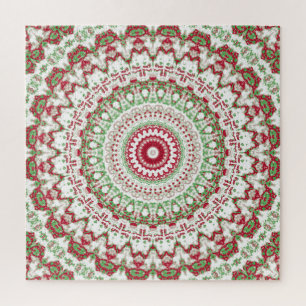 Tie Dye Christmas Mandala Jigsaw Puzzle