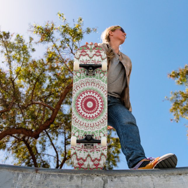 Tie Dye Christmas Mandala Skateboard (Outdoor 1)