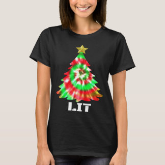 Tie Dye Christmas Tree Kids Boys Girls Teens T-Shirt